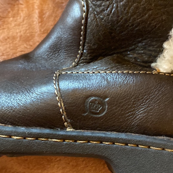 Born cognac leather/shearling lined boots, over the knee/ folds to knee - Picture 2 of 15